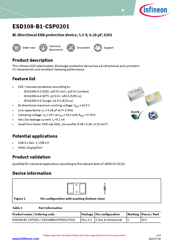 ESD108-B1-CSP0201 Infineon