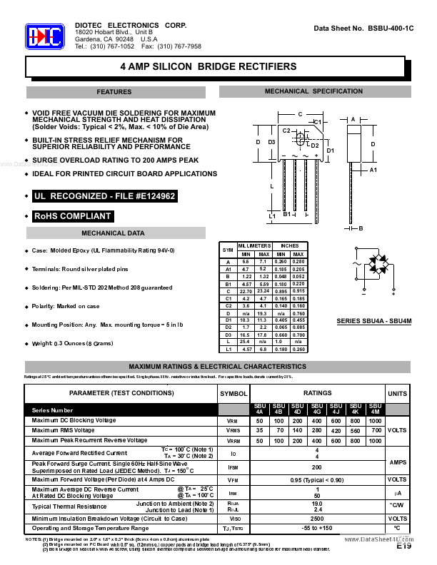 SBU4B DIOTEC Electronics