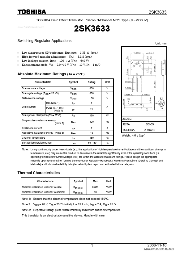 2SK3633 Toshiba Semiconductor