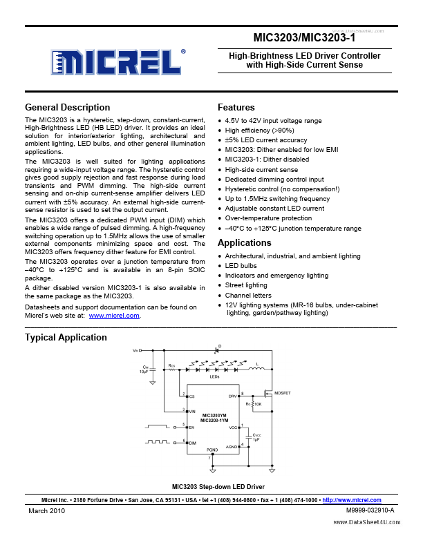 MIC3203 Micrel Semiconductor