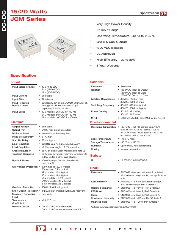 JCM2012S15 XP Power