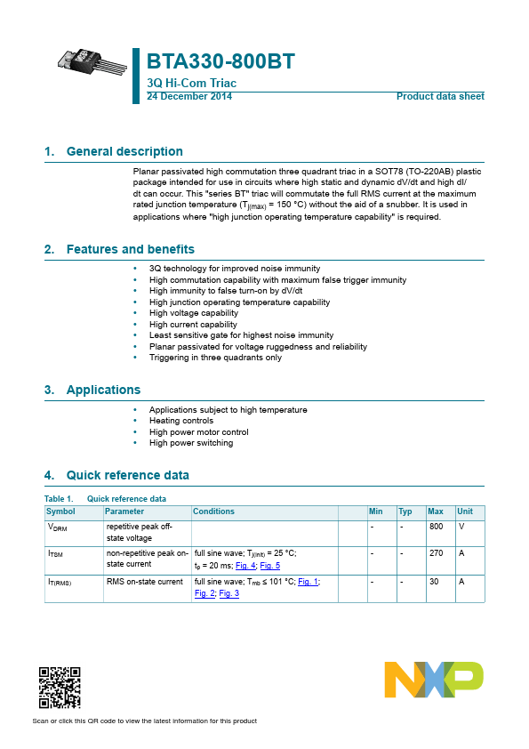 <?=BTA330-800BT?> डेटा पत्रक पीडीएफ
