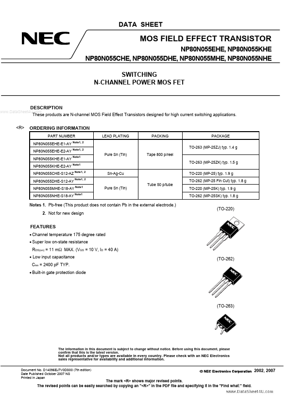 <?=NP80N055KHE?> डेटा पत्रक पीडीएफ