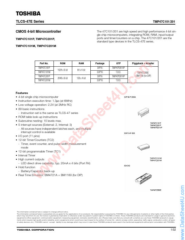 TMP47C201P Toshiba