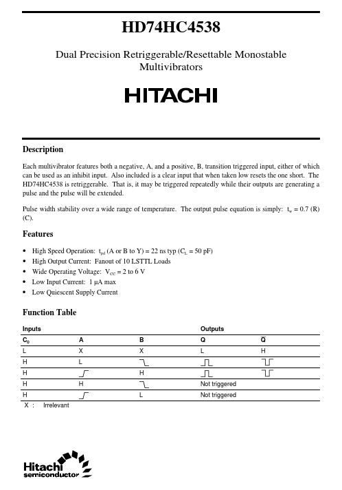 HD74HC4538 Hitachi Semiconductor