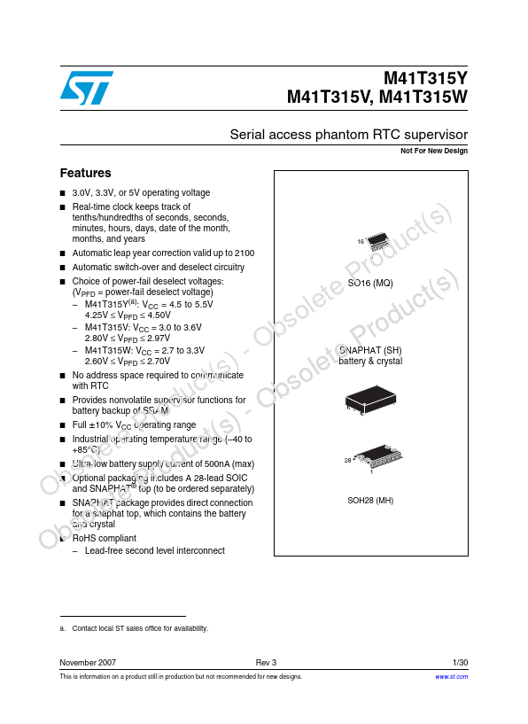 M41T315W STMicroelectronics