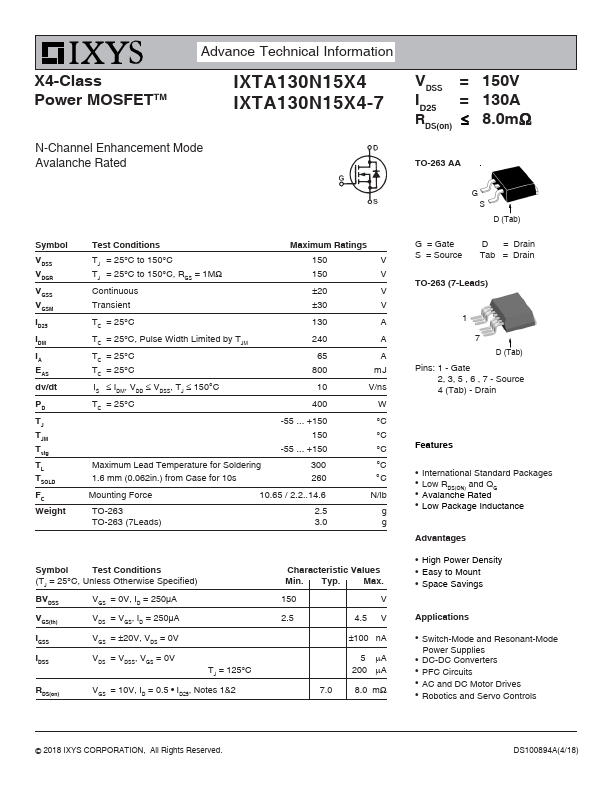 IXTA130N15X4