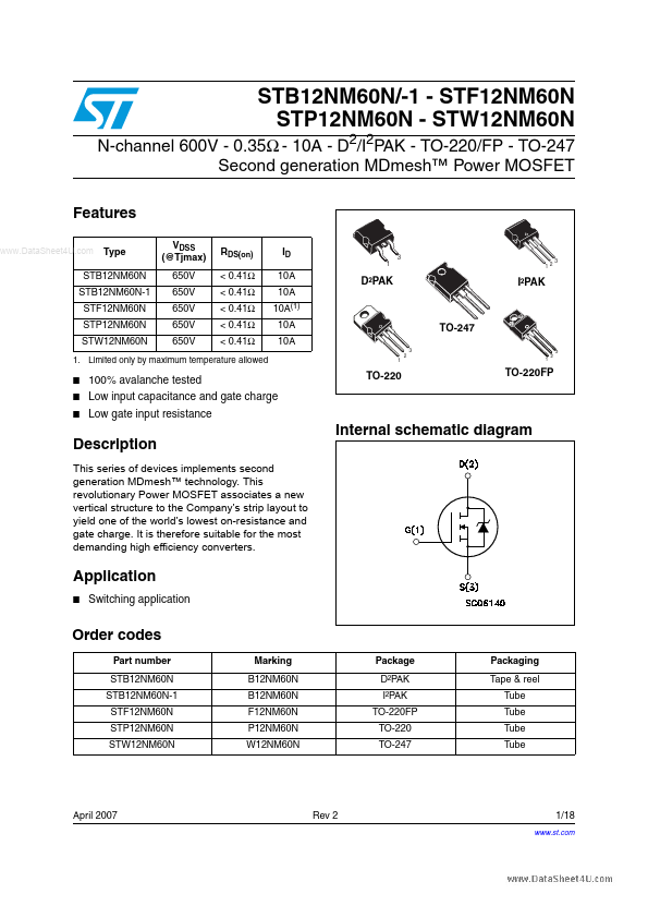 STF12NM60N