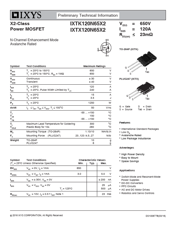 <?=IXTX120N65X2?> डेटा पत्रक पीडीएफ