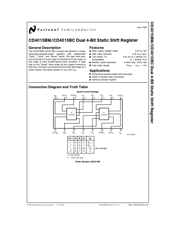 CD4015BC National Semiconductor