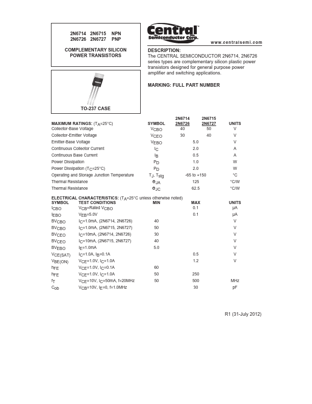 2N6726 Central Semiconductor