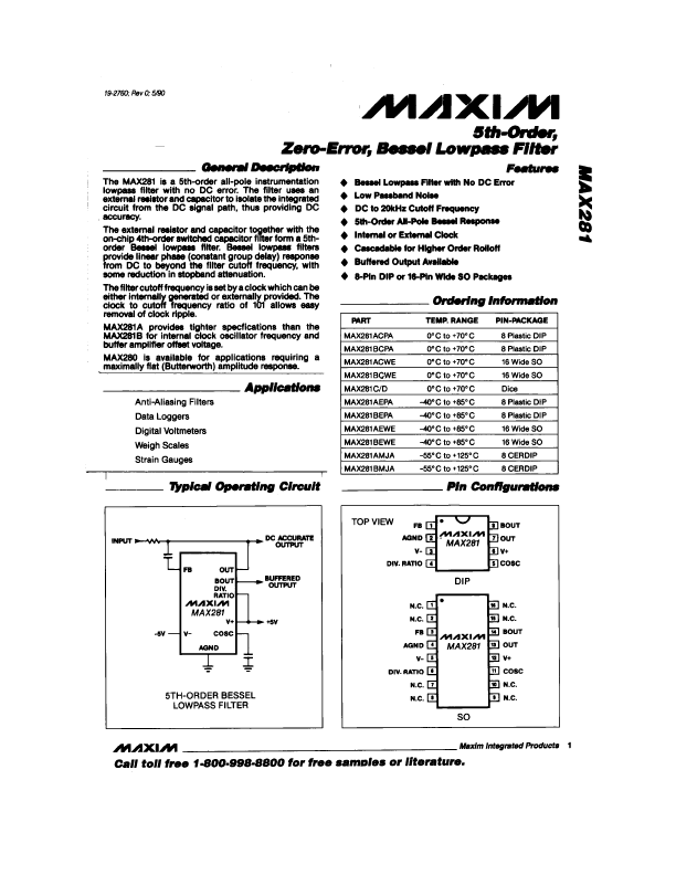 <?=MAX281?> डेटा पत्रक पीडीएफ