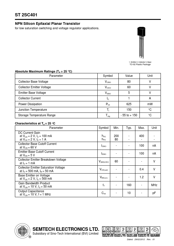 2SC401 SEMTECH ELECTRONICS