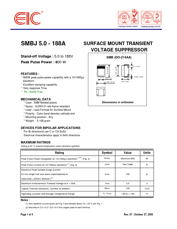 SMBJ160A EIC