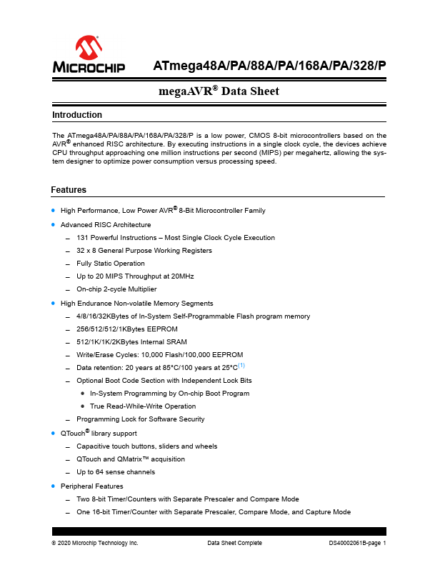 <?=ATmega48A?> डेटा पत्रक पीडीएफ