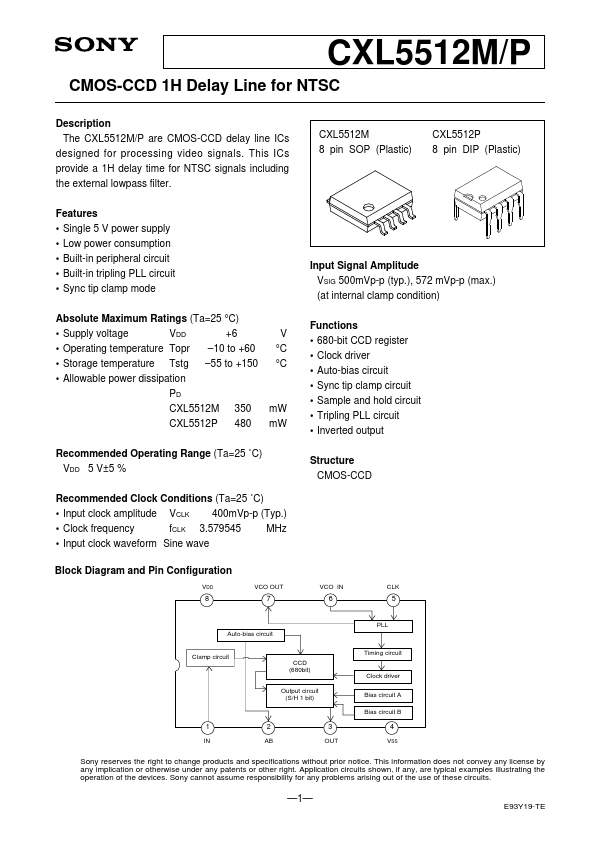 CXL5512P Sony Corporation