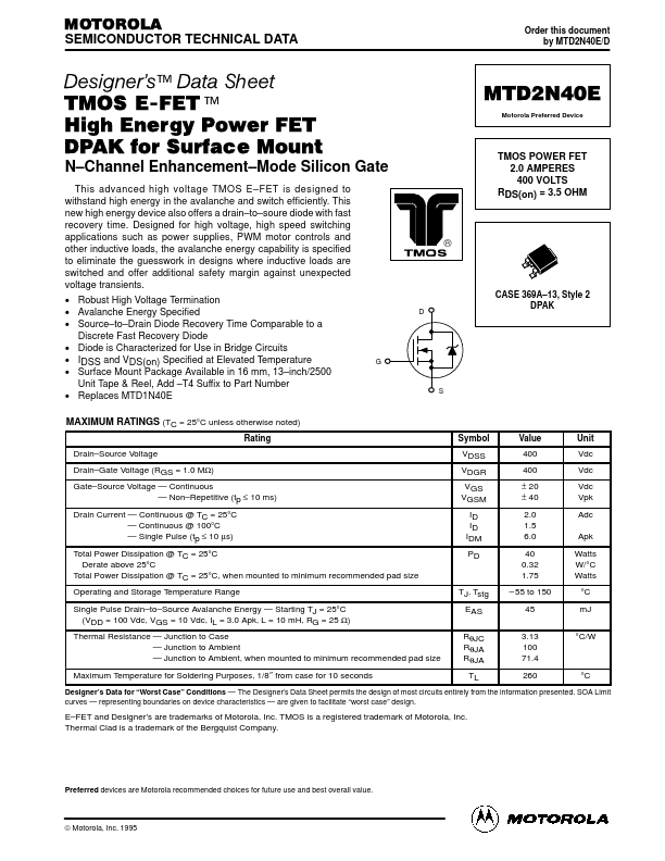 MTD2N40E