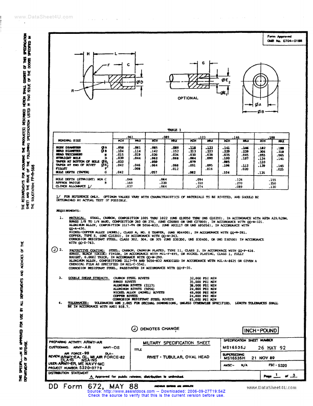 MS16535-14 Military Specification