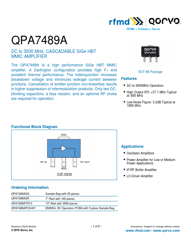 QPA7489A RF Micro Devices