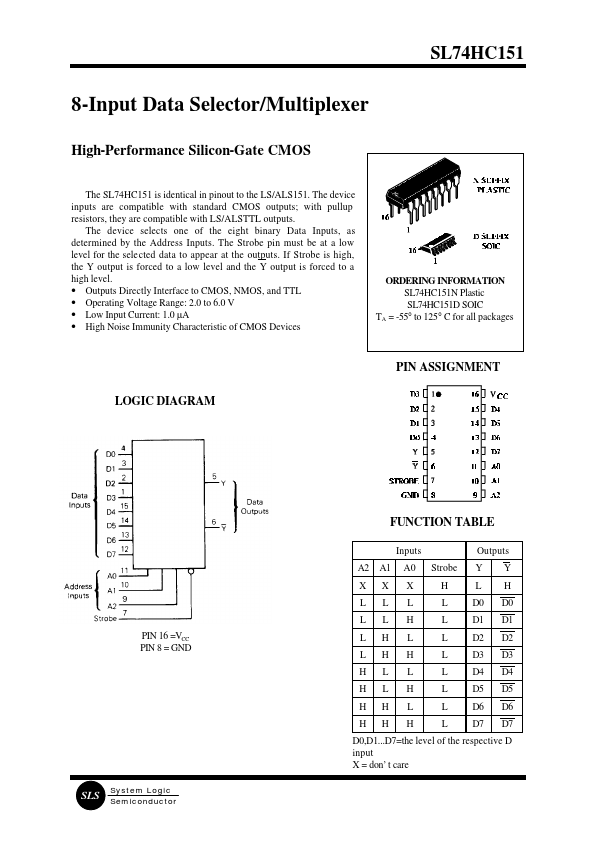 SL74HC151 System Logic Semiconductor