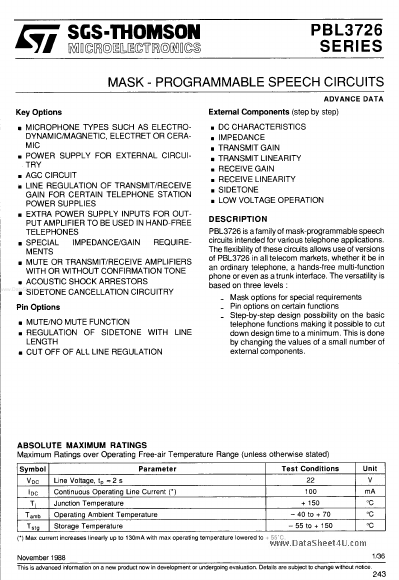 PBL3726 ST Microelectronics