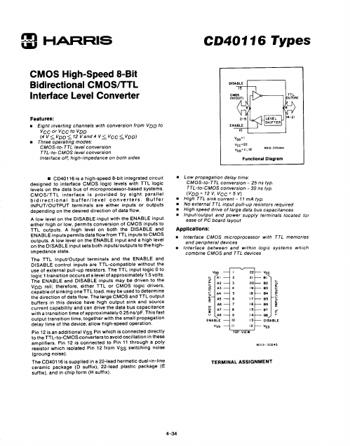 CD40116 Harris Semiconductor