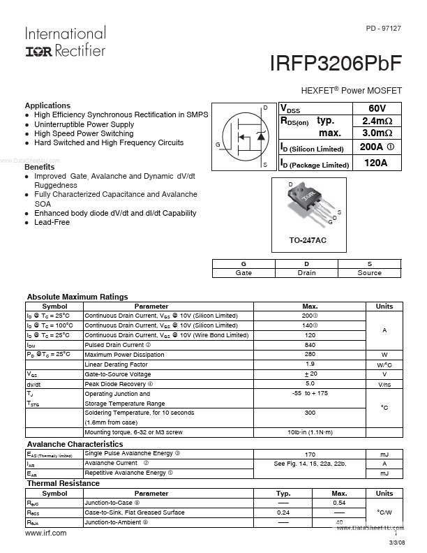 IRFP3206PBF International Rectifier