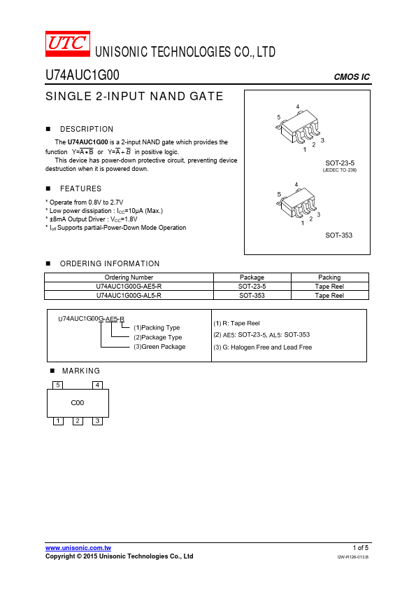 U74AUC1G00 Unisonic Technologies