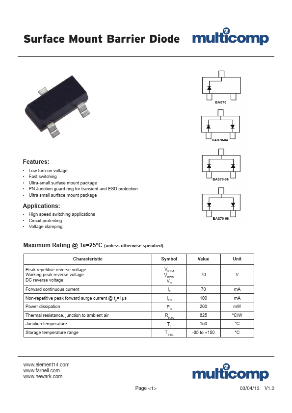 BAS70 Multicomp