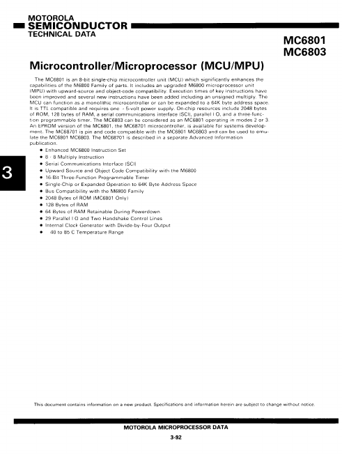 MC68B01 Motorola