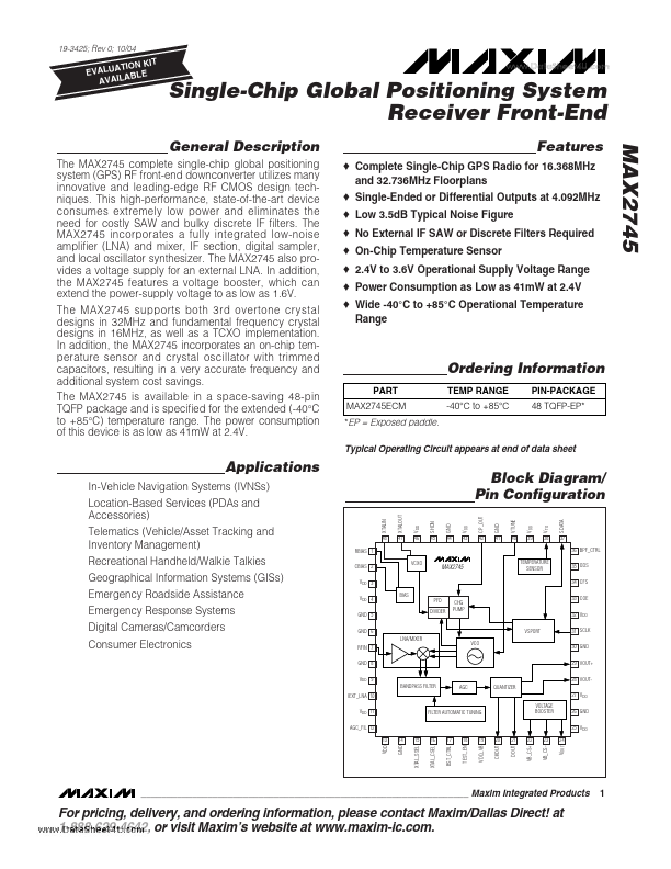 MAX2745 Maxim Integrated Products