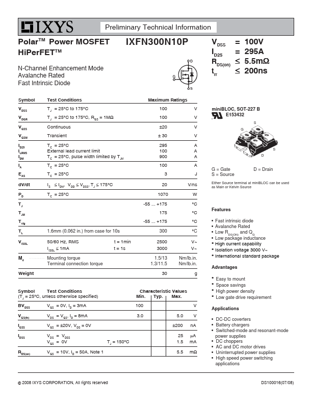 IXFN300N10P