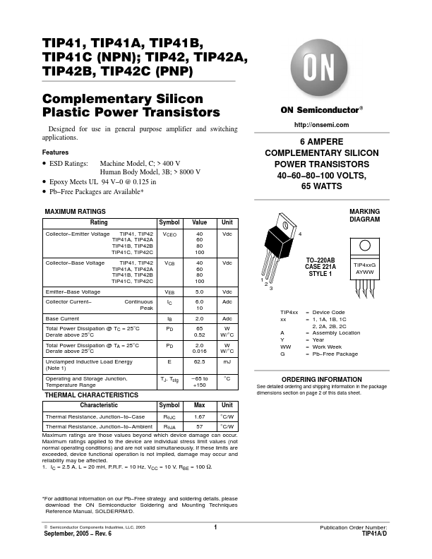 TIP41 ON Semiconductor