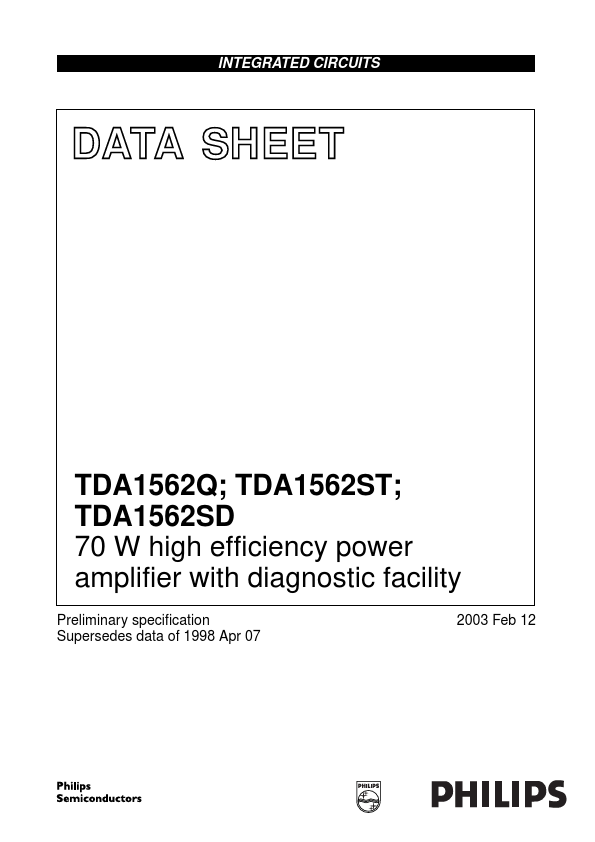 <?=TDA1562SD?> डेटा पत्रक पीडीएफ