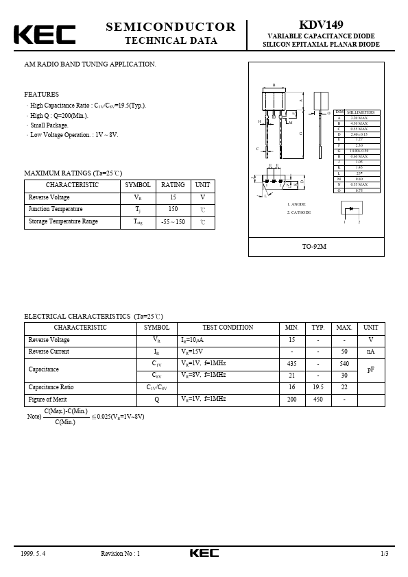 <?=KDV149?> डेटा पत्रक पीडीएफ