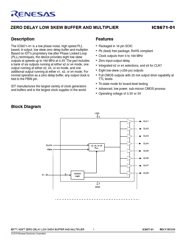 ICS671-01 Renesas