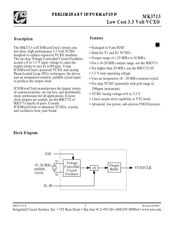 MK3713 Integrated Circuit Systems