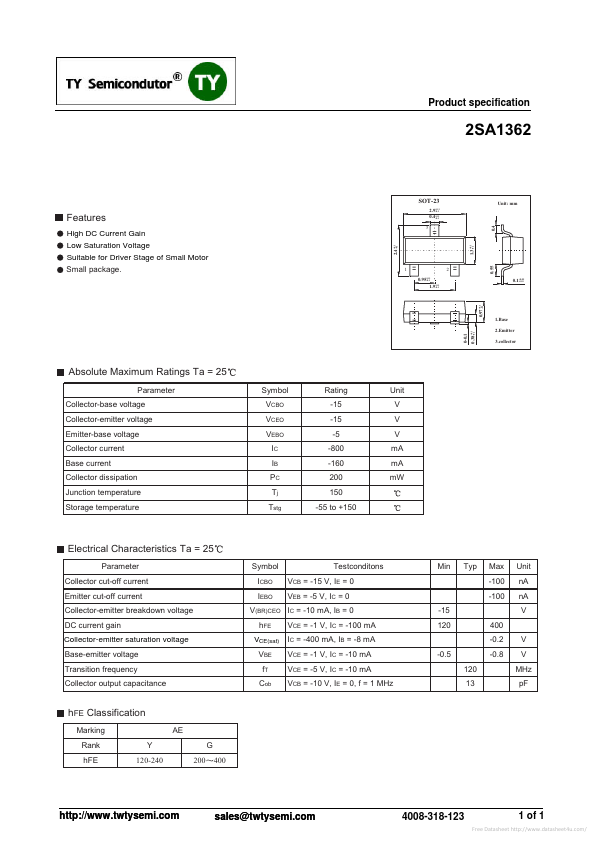 2SA1362 TY Semiconductor