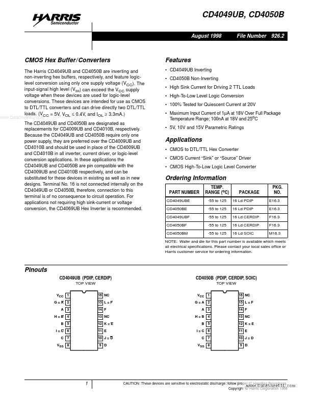 CD4050B Harris Corporation