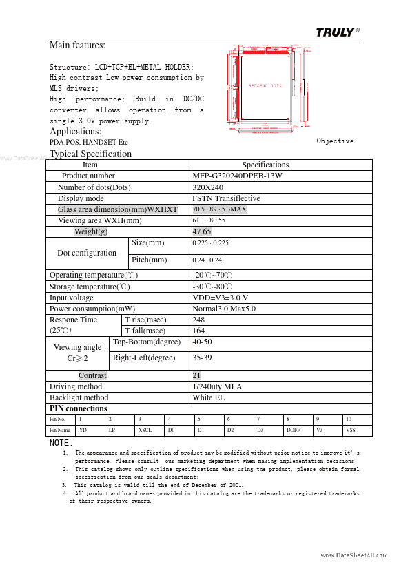 <?=MFT-G320240DPEB-13W?> डेटा पत्रक पीडीएफ