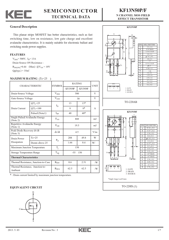 KF13N50P KEC