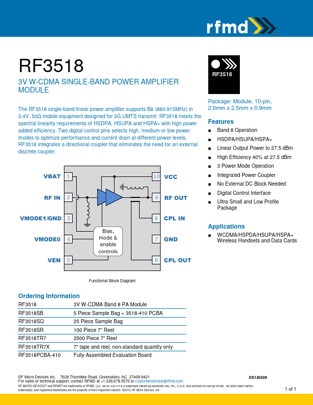 RF3518 RF Micro Devices