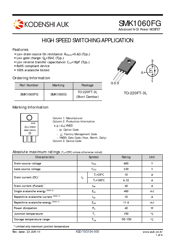 <?=SMK1060FG?> डेटा पत्रक पीडीएफ