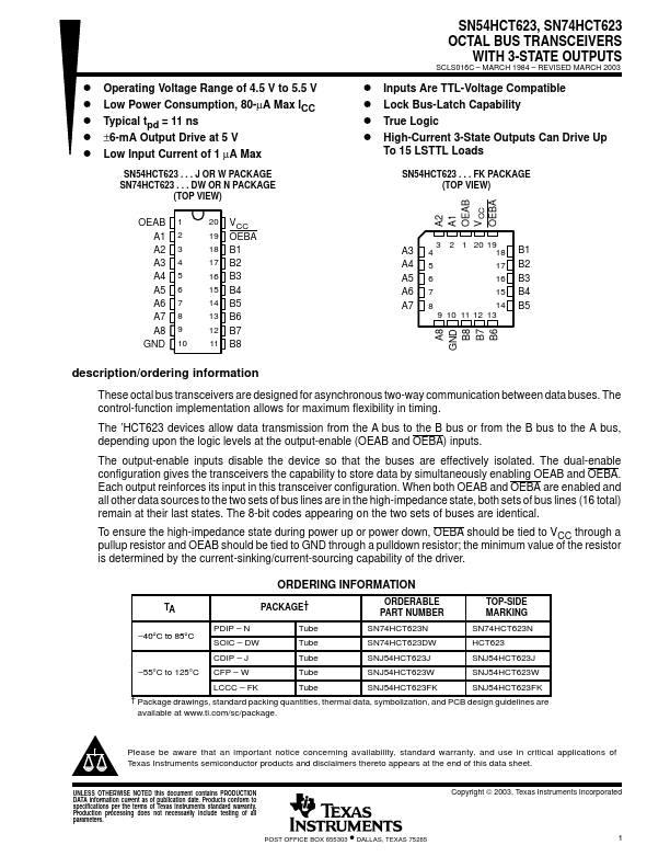 <?=SN54HCT623?> डेटा पत्रक पीडीएफ