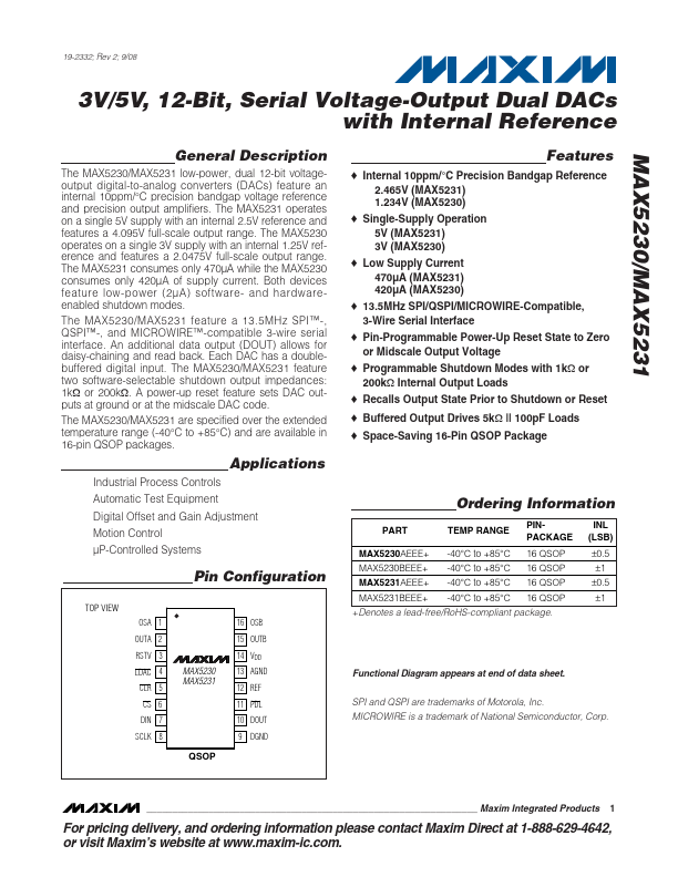 <?=MAX5231?> डेटा पत्रक पीडीएफ