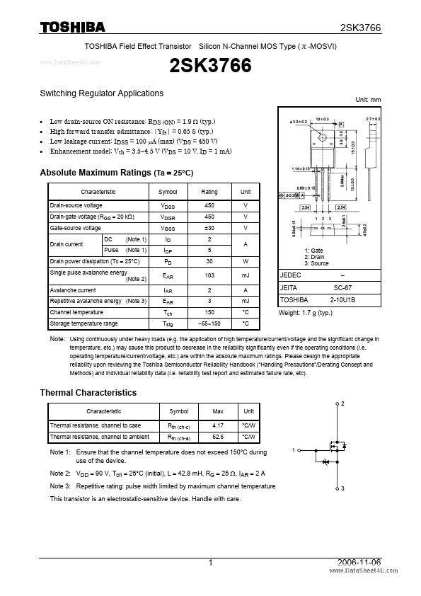 2SK3766 Toshiba Semiconductor