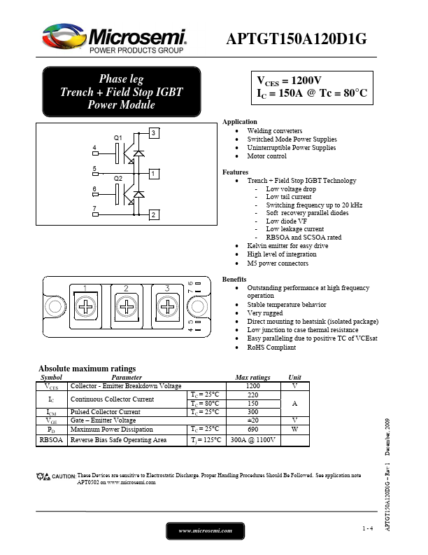 APTGT150A120D1G Microsemi