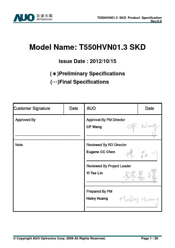 <?=T550HVN01.3-SKD?> डेटा पत्रक पीडीएफ