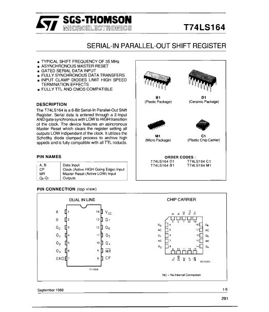 T74LS164 STMicroelectronics