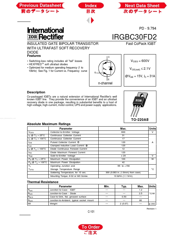 IRGBC30FD2 International Rectifier